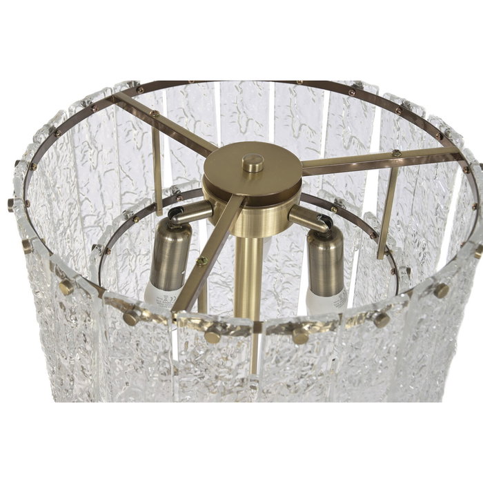 DKD Home Decor Lámpara de Pie de Cristal y Metal Transparente y Dorado