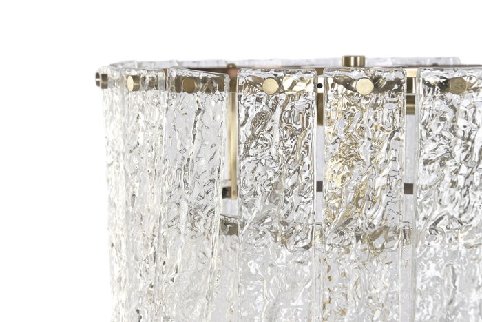 DKD Home Decor Lámpara de Pie de Cristal y Metal Transparente y Dorado