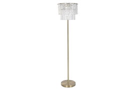 DKD Home Decor Lámpara de Pie de Cristal y Metal Transparente y Dorado