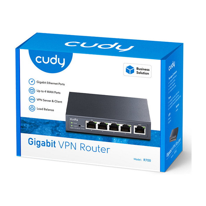 Cudy Gigabit Multi-WAN VPN Router, 4 Puertos Gigabit Ethernet, Firewall, QoS, Enrutador VPN, Gris