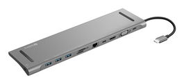 Sandberg USB-C 10-en-1 Estación de Conexión con HDMI, VGA, Ethernet, Lector Tarjetas y USB-C PD 100W