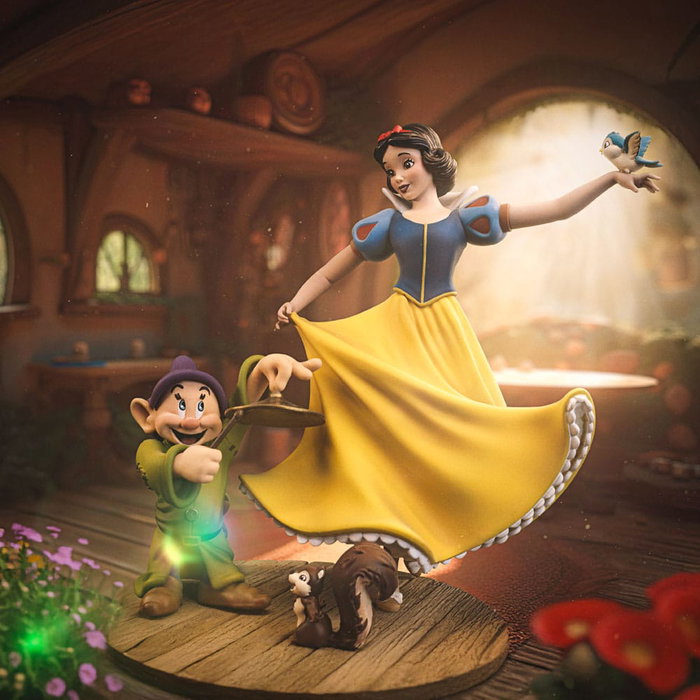Iron Studios Snow White and Dopey Estatua Art Scale 1/10
