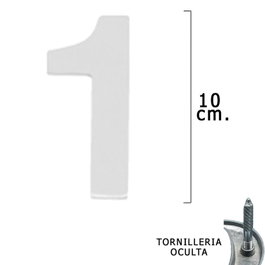 WOLFPACK LINEA PROFESIONAL Número Metal 1 Plateado Mate 10 cm