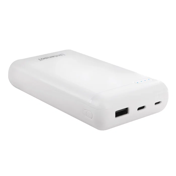Intenso XS20000 Powerbank 20000 mAh Litio Blanco con Pantalla LED, USB-C y Micro-USB, Incluye Cable USB-A a Tipo-C 7313552