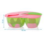 KioKids Cuenco Doble Antideslizante con Tapa y Cuchara para Bebé, Rosa y Verde, +4 Meses, Gran Capacidad