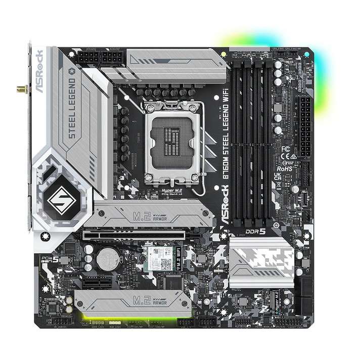 ASRock B760M Steel Legend WiFi Placa Base Micro ATX, Intel B760, Socket LGA 1700, DDR5, WiFi 6E, Bluetooth 5.3