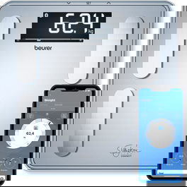Beurer Báscula Diagnóstica BF-405 con Bluetooth para IMC, Grasa Corporal, Agua, Músculo, Masa Ósea y Calorías, Capacidad 200kg