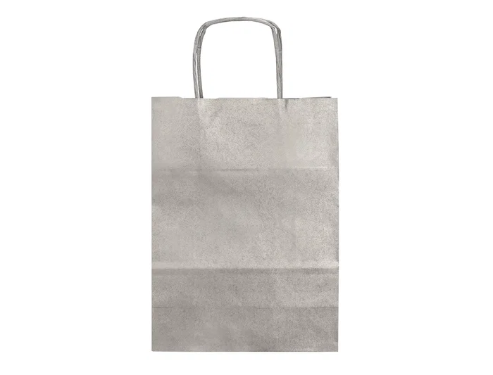Q-connect Bolsa Papel Kraft Plata XS con Asa Retorcida 180x240x80 mm
