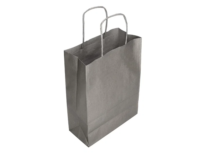 Q-connect Bolsa Papel Kraft Plata XS con Asa Retorcida 180x240x80 mm