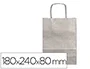 Q-connect Bolsa Papel Kraft Plata XS con Asa Retorcida 180x240x80 mm