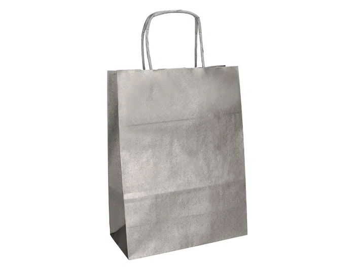 Q-connect Bolsa Papel Kraft Plata XS con Asa Retorcida 180x240x80 mm