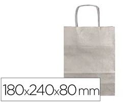 Q-connect Bolsa Papel Kraft Plata XS con Asa Retorcida 180x240x80 mm