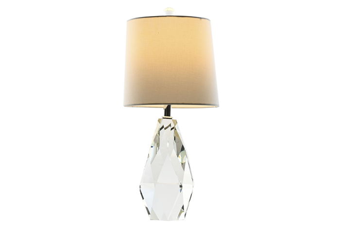 DKD Home Decor Lámpara Sobremesa Transparente Blanco 23 x 50 x 23 cm Cristal Lino Hierro