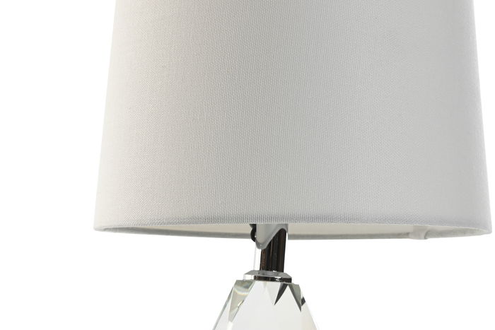 DKD Home Decor Lámpara Sobremesa Transparente Blanco 23 x 50 x 23 cm Cristal Lino Hierro