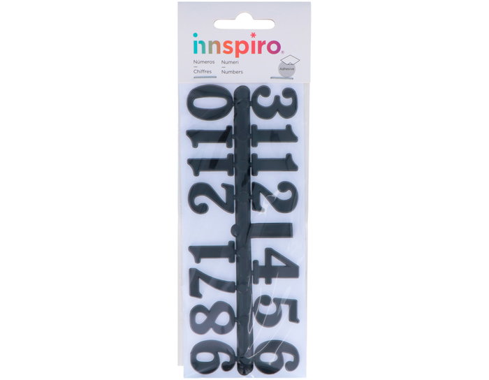 Innspiro Números Arábigos de plástico adhesivos negros 25mm