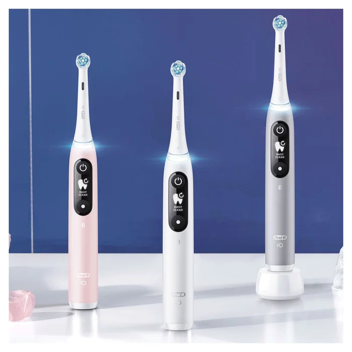 Oral-B Cepillo Dental Eléctrico iO Series 6S Gris Opal con 5 Modos, Sensor de Presión y APP, Temporizador 2 Min, Incluye 2 Cabezales y Maletín de Viaje