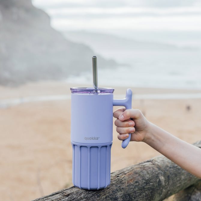 QUOKKA Taza Termo Quokka Acero Inoxidable 720 ml Umi Lavender con Base de Silicona para Mantener Temperatura