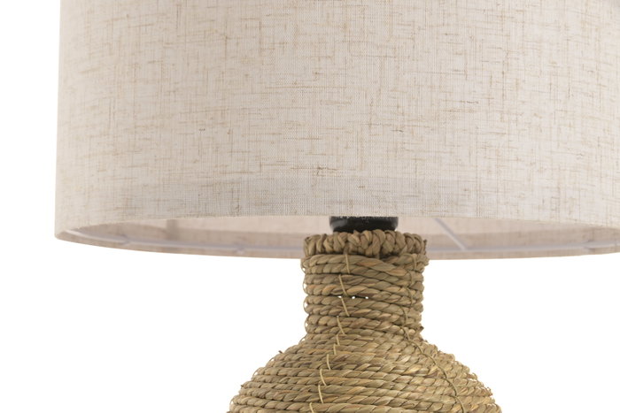 DKD Home Decor Lámpara de Sobremesa Seagrass y Poliéster Marrón 30x30x52 cm