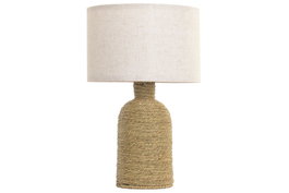 DKD Home Decor Lámpara de Sobremesa Seagrass y Poliéster Marrón 30x30x52 cm