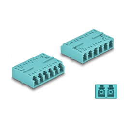 DeLOCK Acoplador de Fibra Óptica HD LC Hexaplex hembra a LC Hexaplex hembra aguamarina