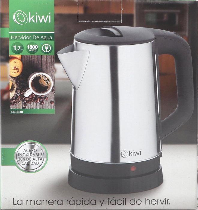 Kiwi Hervidor De Agua De Acero Inoxidable 1.7L - 1800W (4 Unidades)