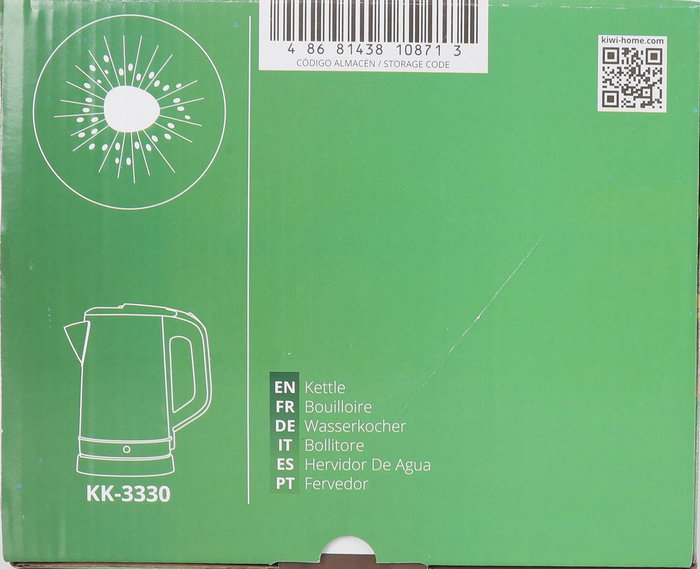 Kiwi Hervidor De Agua De Acero Inoxidable 1.7L - 1800W (4 Unidades)