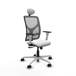 PIQUERAS Y CRESPO Silla de oficina Motilla con mecanismo Sincro, Tela Blanca y Malla Gris