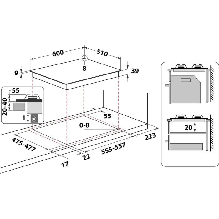Hotpoint PNN 641 IX Placa de Gas 60cm Acero Inoxidable 4 Fuegos 8850W