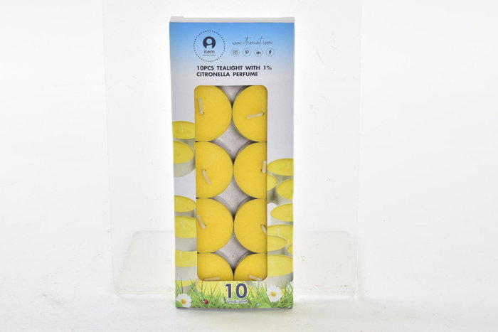 DKD Home Decor Vela Terraza Y Jardín Antimosquitos Cera Amarilla Plateada Set 10 uds 4x4x1 cm