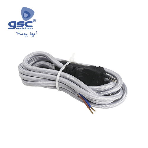 GSC Evolution Cable textil 1.5M (2x0.75mm) clavija+int Plateado