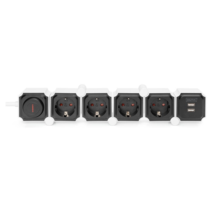 Digitus Regleta Flexible 4x Enchufes + 2USB, Interruptor, 1,6m Digitus Regleta Flexible 4x Enchufes + 2USB, Interruptor, 1,6m