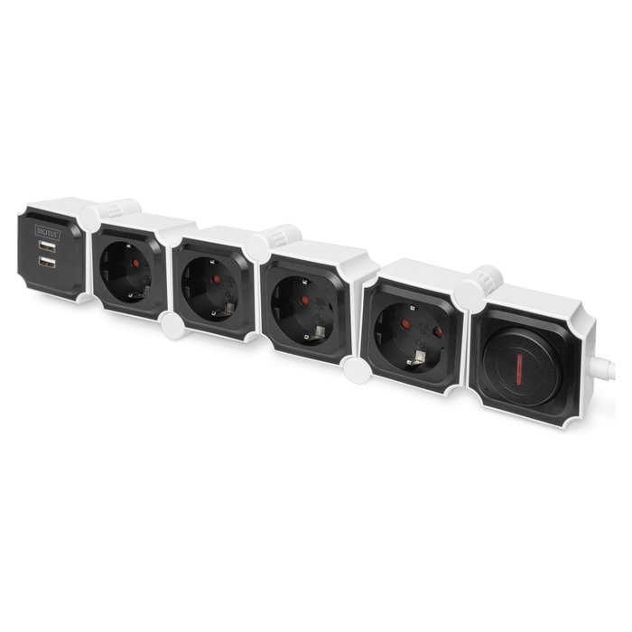 Digitus Regleta Flexible 4x Enchufes + 2USB, Interruptor, 1,6m Digitus Regleta Flexible 4x Enchufes + 2USB, Interruptor, 1,6m
