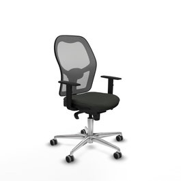 PIQUERAS Y CRESPO Silla de oficina Jorquera con mecanismo Sincro, Tela Negra y Malla Gris