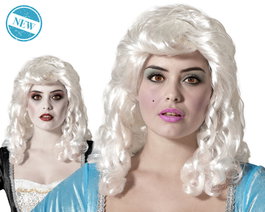 Peluca Medieval con Tirabuzones Blanco