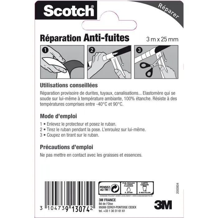 Scotch Cinta adhesiva autoamalgamante 3 m x 25 mm - Negro Scotch Cinta adhesiva autoamalgamante 3 m x 25 mm - Negro