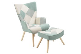 DKD Home Decor Set de 2 Sillones de Lino y Hevea/Rubberwood