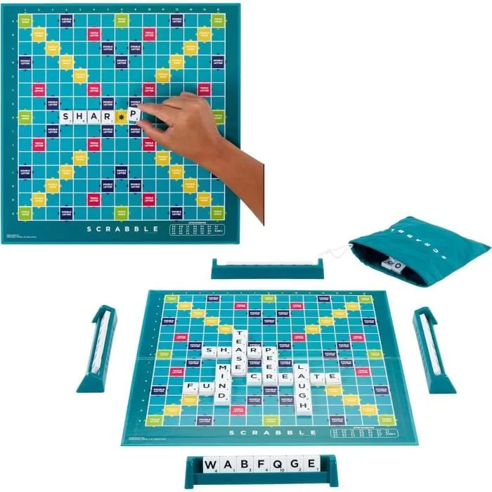 Mattel Games Scrabble Clásico 2 en 1 MATHWD44 con Tablero Reversible - Juego de Mesa para Niños y Adultos a partir de 8 años