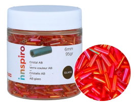 Innspiro Rocalla de Vidrio Cilindro Aurora Boreale Carmín 95g