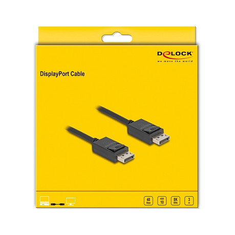 DeLOCK Cable DisplayPort 16K 30 Hz / 8K 60 Hz 40 Gbps 3 m DeLOCK Cable DisplayPort 16K 30 Hz / 8K 60 Hz 40 Gbps 3 m