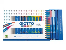 Giotto Rotulador Turbo Pro Acuarelable Doble Punta Estuche 15 Unidades Colores Surtidos