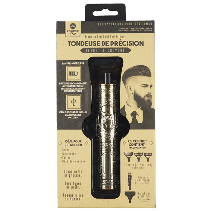 Cosmetic Club Máquina Cortar Pelo y Barba Recargable, Hoja de Acero Inoxidable para Barba, Bigote, Patillas, Corte Preciso