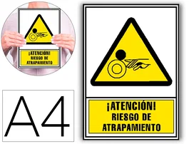 Archivo 2000 Pictograma Atencion Riesgo De Atrapamiento PVC Amarillo Luminiscente 210x297 mm