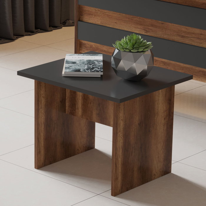 Hanah Home Vo8-Ba Juego de Muebles de Oficina Escritorio 140cm Mesa de Café 60cm Nogal Antracita