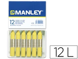 Manley Estuche de 12 Ceras 60 mm Amarillo Claro