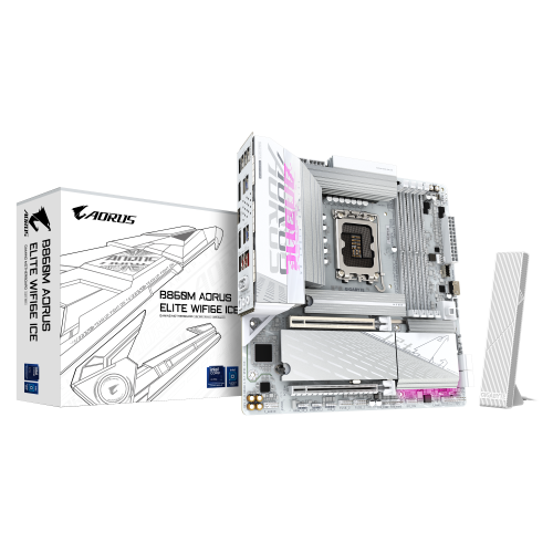 Gigabyte B860M AORUS ELITE WIFI6E ICE, Micro ATX, Intel B860, LGA 1851, DDR5