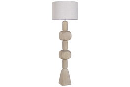 DKD Home Decor Lámpara de Pie Mango y Lino Marrón Claro
