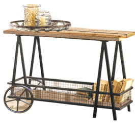 DKD Home Decor Consola Metal Abeto 100x45x81 con Ruedas Natural