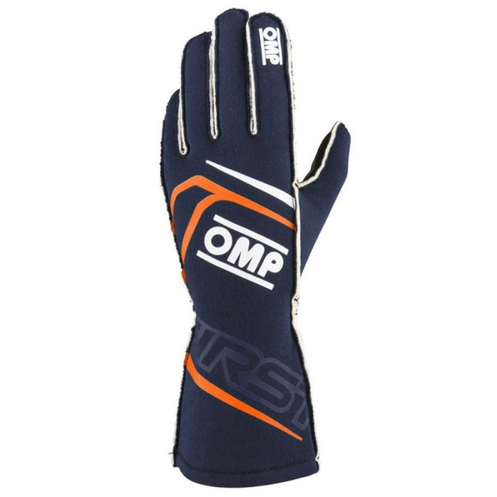 Omp Guantes First Gloves My2025 FIA 8856-2018 Navy Azul - Fluo Naranja Talla S OMPIB0-0776-B01-249-S
