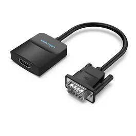 Vention ACNBB Conversor de VGA Macho a HDMI Hembra con Audio y Micro-USB, 15cm, Negro