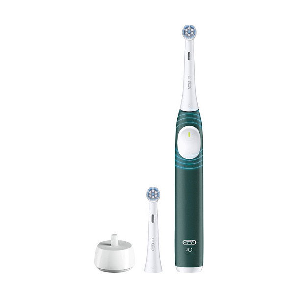 Oral-B iO Series 2 Cepillo de Dientes Eléctrico Recargable Forest Green con Estuche de Viaje, 3 Modos, Temporizador 2 Min, Sensor de Presión, 2 Cabezales